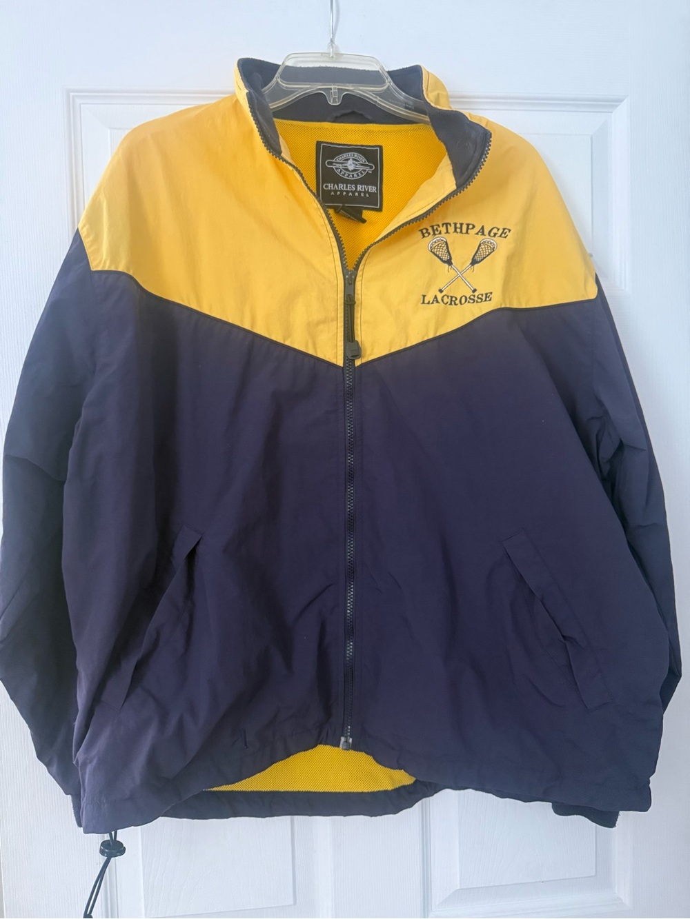Charles River Apparel Yellow and Navy Colorblock Windbreaker Jacket